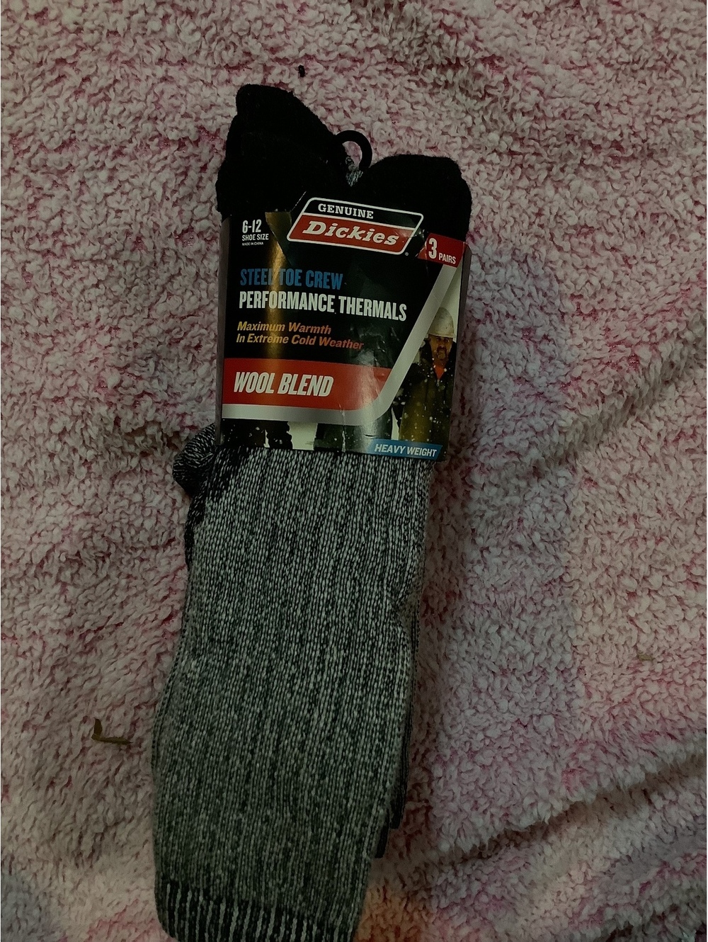 Dickies 3-Pack Steel Toe Crew Performance Thermal Wool Blend Socks Size 6-12